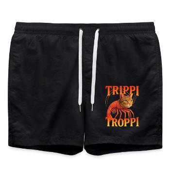 Katze Garnelen - Badeshorts - Schwarz - Vorne - AI Model Male 185 light (185cm)