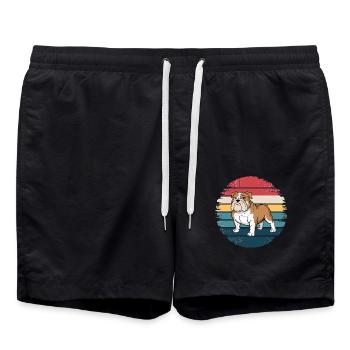 Retro French Bulldog Vintage Dog Lover Gifts - Swim Trunks - black - Front - AI Model Male 185 light (185cm)