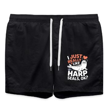 Sceau disant sceau drôle phoque du Groenland cadeau - Short de bain - noir - Devant - AI Model Male 185 light (185cm)
