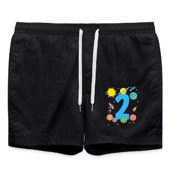 Space Adventure Number Two Planets - Swim Trunks - black - Front - AI Model Male 185 light (185cm)