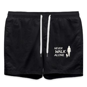 Never Walk Alone – Woman with Dog - Swim Trunks - black - Front - AI Model Male 185 light (185cm)