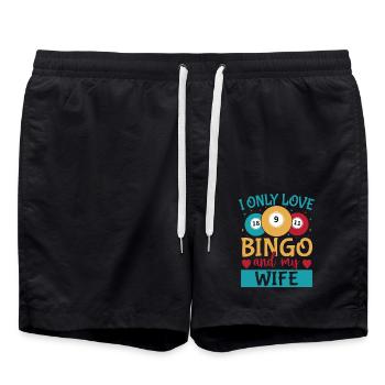 Bingo Game I Only Love My Wife & Bingo - Swim Trunks - black - Front - AI Model Male 185 light (185cm)