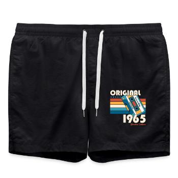 60th Birthday Cassette May Vintage 1965 - Swim Trunks - black - Front - AI Model Male 185 light (185cm)