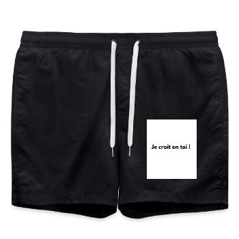 Ich glaube an dich! - Badeshorts - Schwarz - Vorne - AI Model Male 185 light (185cm)