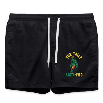 Sasquatch Toe-tally Rasta-fied Jamaican Bigfoot - Swim Trunks - black - Front - AI Model Male 185 light (185cm)