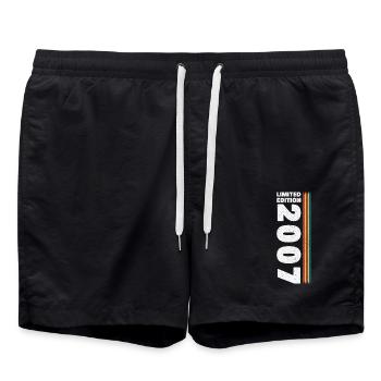2007 Vintage Retro Geburtstagsgeschenk - Badeshorts - Schwarz - Vorne - AI Model Male 185 light (185cm)
