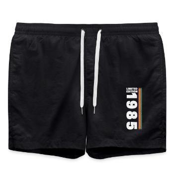 40 Jahre 1985 Vintage Retro Geburtstagsgeschenk - Badeshorts - Schwarz - Vorne - AI Model Male 185 light (185cm)