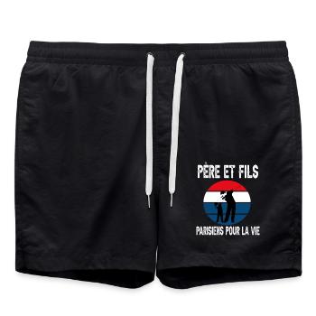 père et fils papa dab paris supporter parisien - Short de bain - noir - Devant - AI Model Male 185 light (185cm)