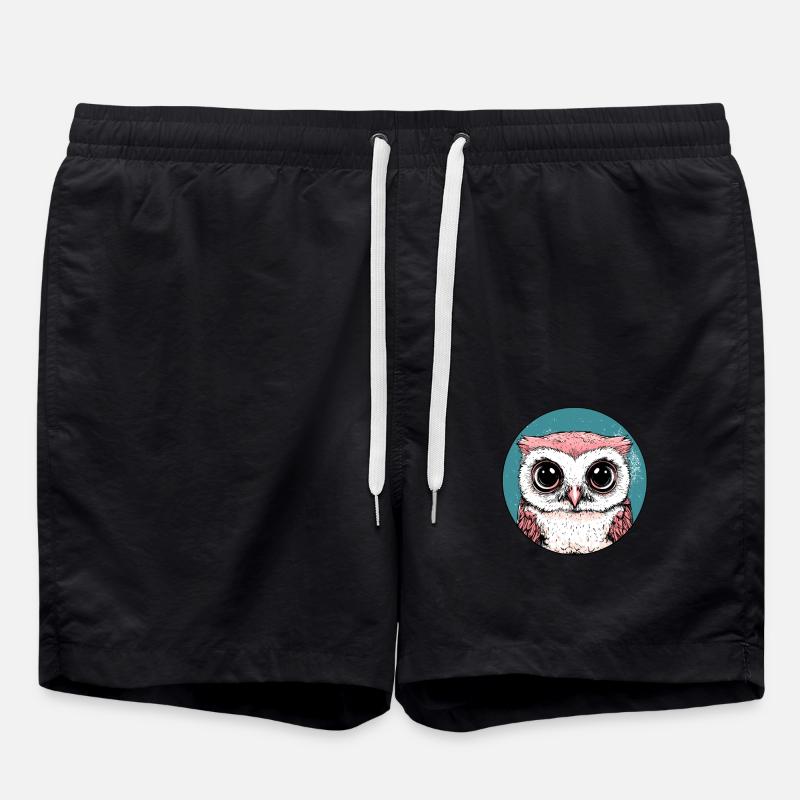Big Eyes Owl - Swim Trunks - black