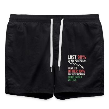 Trader boursier drôle de dicton : 90 % de perte - Short de bain - noir - Devant - AI Model Male 185 light (185cm)