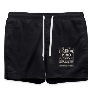 Legende seit 1980 - Badeshorts - Schwarz - Vorne - AI Model Male 185 light (185cm)