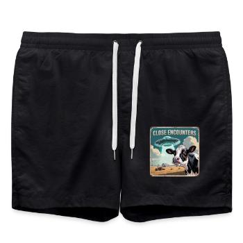 Close Encounters with UFO and cow - Swim Trunks - black - Front - AI Model Male 185 light (185cm)