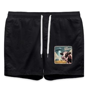 Außerirdische Begegnung Mit Kuh Und UFO - Badeshorts - Schwarz - Vorne - AI Model Male 185 light (185cm)