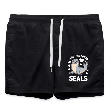 Sceau disant sceau drôle phoque du Groenland cadeau - Short de bain - noir - Devant - AI Model Male 185 light (185cm)