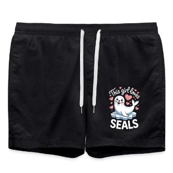 Sceau disant sceau drôle phoque du Groenland cadeau - Short de bain - noir - Devant - AI Model Male 185 light (185cm)