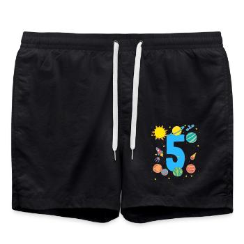 Five Years of Space Adventure - Swim Trunks - black - Front - AI Model Male 185 light (185cm)