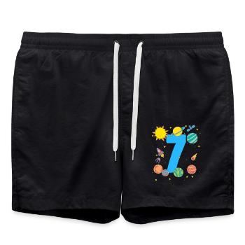 Galactic Adventure for the 7th Birthday - Swim Trunks - black - Front - AI Model Male 185 light (185cm)