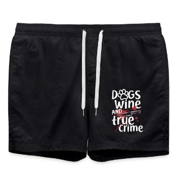 Chiens, vin et true crime – Funny Design - Short de bain - noir - Devant - AI Model Male 185 light (185cm)