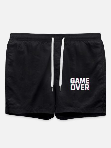 Game Over – Glitch Effect - Swim Trunks - black