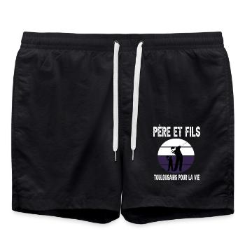 père et fils papa dab toulouse supporter - Short de bain - noir - Devant - AI Model Male 185 light (185cm)