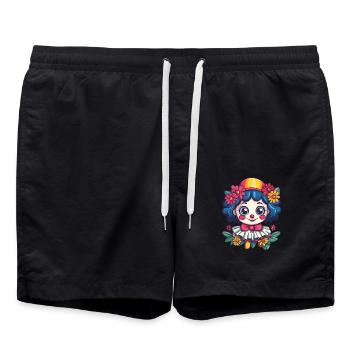 Fille clown avec des fleurs - Short de bain - noir - Devant - AI Model Male 185 light (185cm)