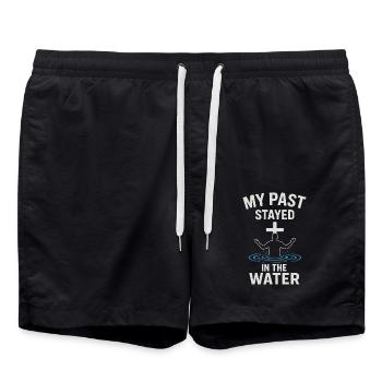 Baptisé : Mon passé est resté dans l’eau - Short de bain - noir - Devant - AI Model Male 185 light (185cm)