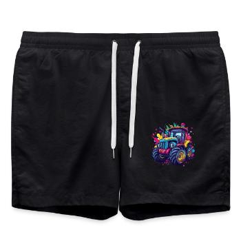 Tracteur coloré - Short de bain - noir - Devant - AI Model Male 185 light (185cm)