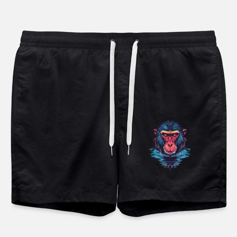 Singe mandrill dans l’eau - Short de bain - noir