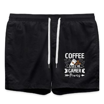 Funny Coffee Gamer Saying Gaming - Swim Trunks - black - Front - AI Model Male 185 light (185cm)