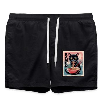 Ramen Katze Im Japanischen Stil - Badeshorts - Schwarz - Vorne - AI Model Male 185 light (185cm)