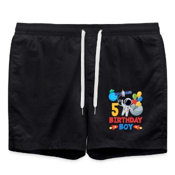 Astronaute Anniversaire Garçon 5 ans - Short de bain - noir - Devant - AI Model Male 185 light (185cm)