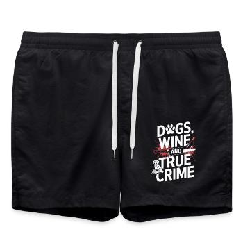 Chiens, vin et true crime – Funny Design - Short de bain - noir - Devant - AI Model Male 185 light (185cm)