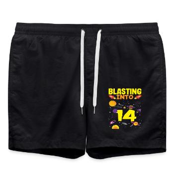 Raketenstart Ins Universum Mit 14 Jahren - Badeshorts - Schwarz - Vorne - AI Model Male 185 light (185cm)