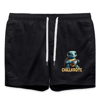 Chillkröte Wortspiel Schildkröte - Badeshorts - Schwarz - Vorne - AI Model Male 185 light (185cm)