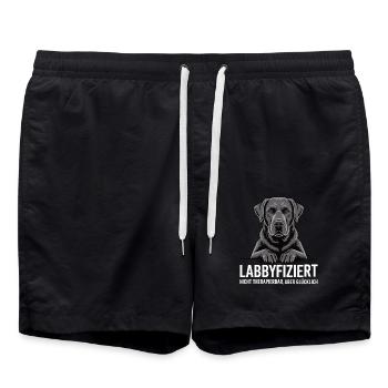 Labbyfiziert black Labrador - Badeshorts - Schwarz - Vorne - AI Model Male 185 light (185cm)