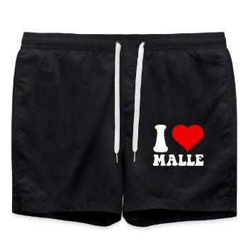 I Love Malle Party Mallorca Holidays - Swim Trunks - black - Front - AI Model Male 185 light (185cm)