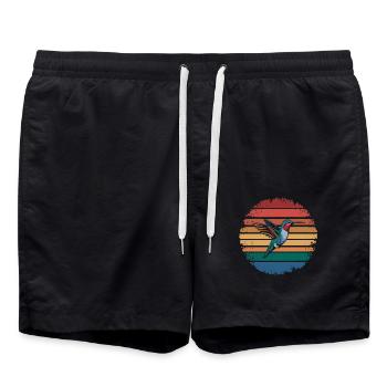 Retro Vintage Hummingbird Lover Nature Gifts - Badeshorts - Schwarz - Vorne - AI Model Male 185 light (185cm)