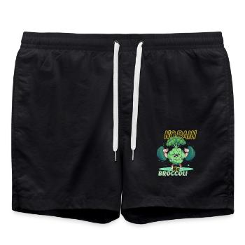 NO PAIN NO BROCCOLI - Swim Trunks - black - Front - AI Model Male 185 light (185cm)