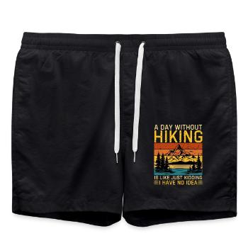 Witziger Wanderer Spruch fürs Wandern - Badeshorts - Schwarz - Vorne - AI Model Male 185 light (185cm)