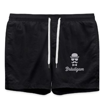 Marié Enterrement de vie de garçon Chapeau Moustache - Short de bain - noir - Devant - AI Model Male 185 light (185cm)