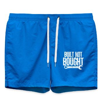 Built Not Bought Funny Auto Mechanic Vehicle - Swim Trunks - cobalt blue - Front