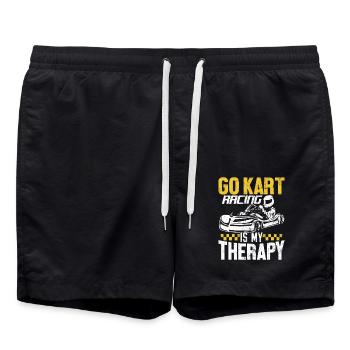 Go Kart Is My Therapy Funny Small Sport Cars - Swim Trunks - black - Front - AI Model Male 185 light (185cm)