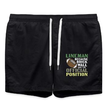 Lineman Football Wall Joke Design - Badeshorts - Schwarz - Vorne - AI Model Male 185 light (185cm)