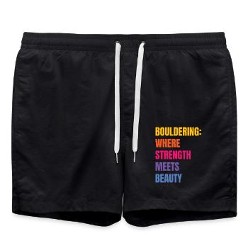 La force de l’escalade de bloc rencontre la beauté de l’escalade de bloc - Short de bain - noir - Devant - AI Model Male 185 light (185cm)