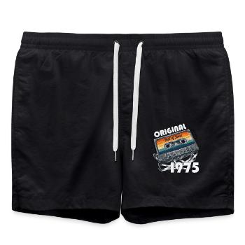 Cassette 50ème Anniversaire Juin Vintage 1975 - Short de bain - noir - Devant - AI Model Male 185 light (185cm)