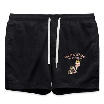 Single Mom Chaos Coordinator Wine - Swim Trunks - black - Front - AI Model Male 185 light (185cm)