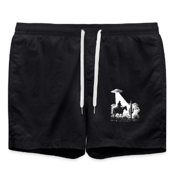 Space Cowboy - UFO - Retro Graphics - Swim Trunks - black - Front - AI Model Male 185 light (185cm)