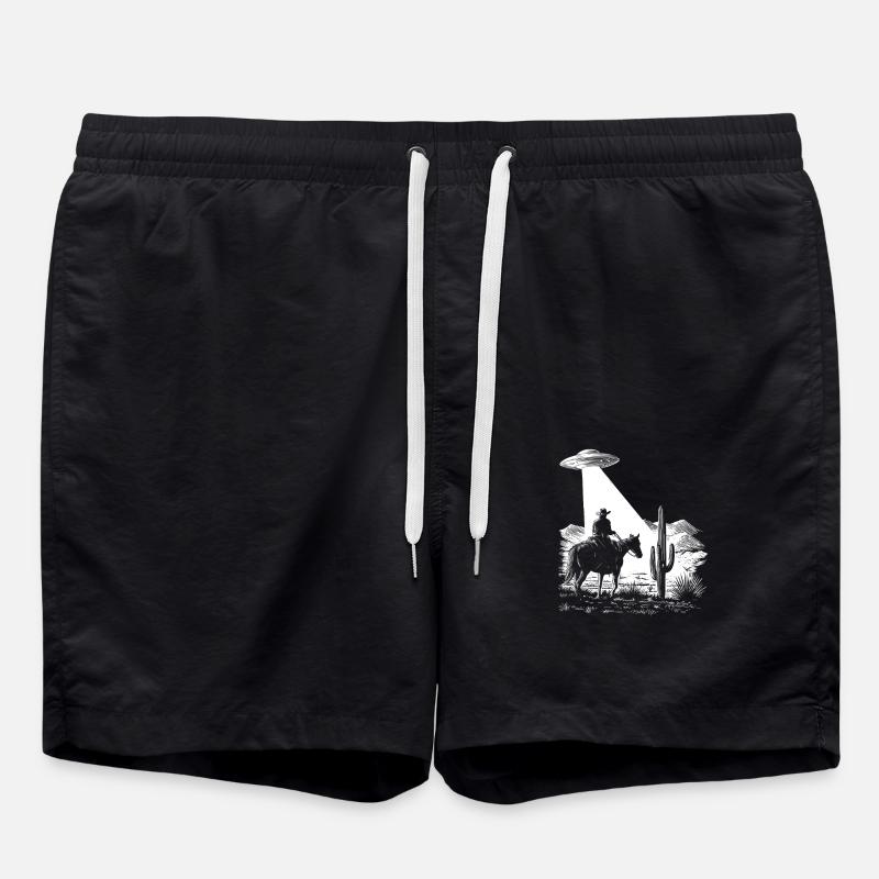 Space Cowboy - OVNI - Graphismes rétro - Short de bain - noir