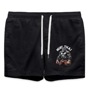 Muay Thai Boxen - Badeshorts - Schwarz - Vorne - AI Model Male 185 light (185cm)