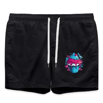 Cupcake with color explosion - Swim Trunks - black - Front - AI Model Male 185 light (185cm)